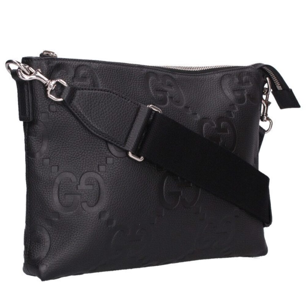 Gucci Jumbo GG Leather Shoulder Bag Black